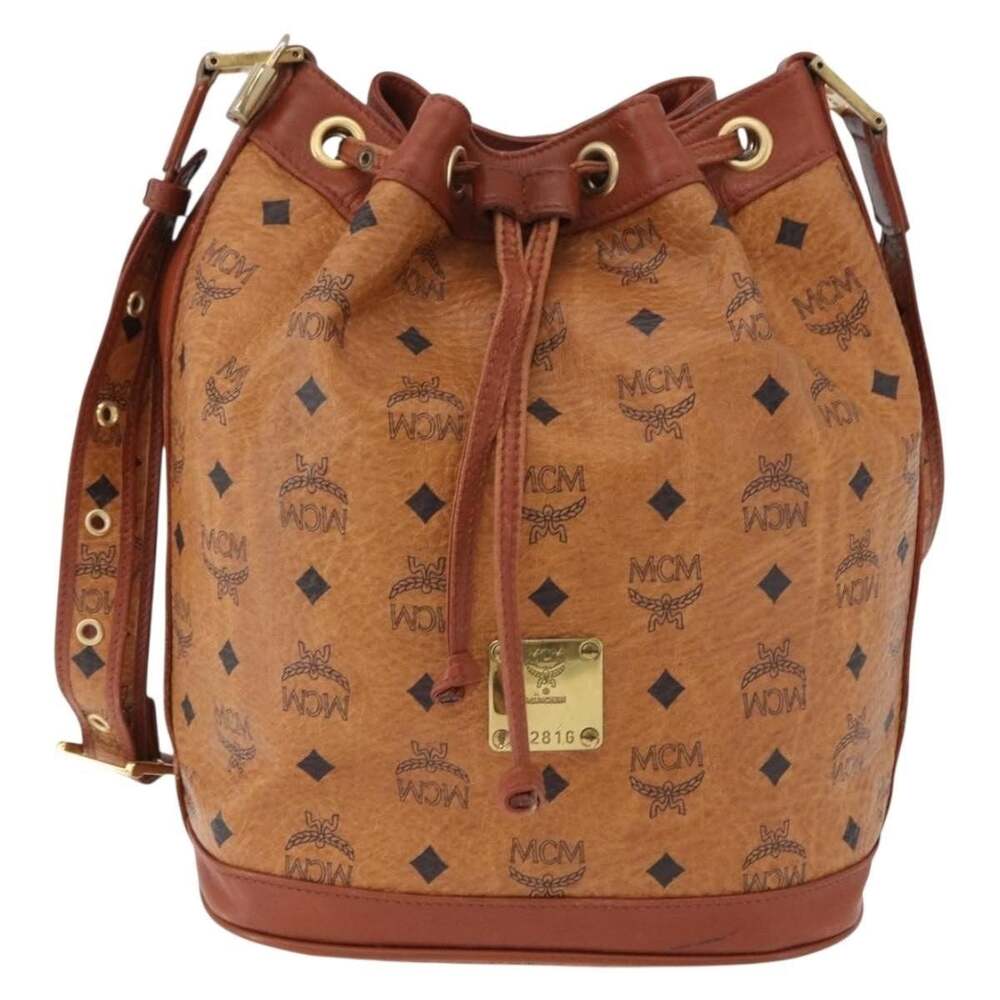 MCM Visetos Logogram Shoulder Bag Brown